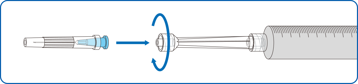 注射針接続部に注射針の針基を取り付ける（ルアーロック）のイメージ画像
